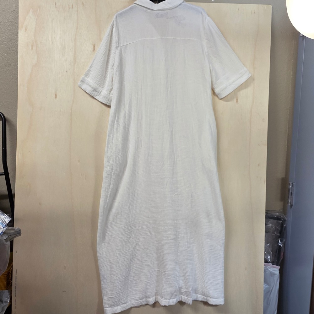 Chico's White Cotton Gauze Button Front Maxi Shirt Dress Womens Size 3 US 16/18 - Picture 2 of 15